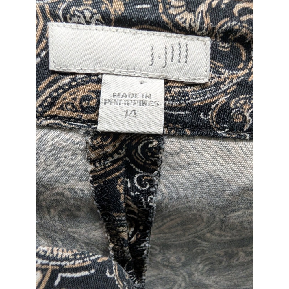J. Jill Ankle Pants‎ Black Tan Paisley Cotton Stretch Trousers - 14 - Picture 5 of 8